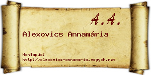 Alexovics Annamária névjegykártya